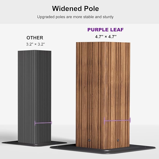 PURPLE LEAF 12' X 18' Outdoor Hardtop Gazebo for Patio Galvanized Steel Double Roof Permanent Canopy Teak Finish Coated Aluminum Frame Pavilion Gazebo with Netting