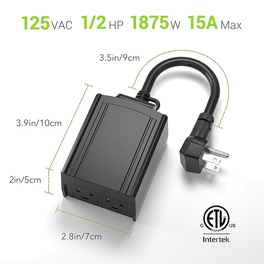 BN-LINK 24 Hour Heavy Duty Mechanical Timer, Outdoor Timer Outlet Waterproof with 30 Minutes Intervals, 2 Grounded Outlets for Christmas Lights Pool Pump,15A 1/2HP, ETL Listed(2 Pack)