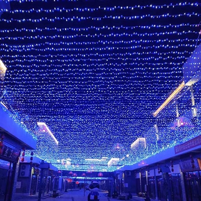 kemooie 500 LED Blue and White Christmas Lights, 164 FT 8 Twinkle Modes Plug in Waterproof Extra Long Fairy Lights for Outdoor Christmas Party Garden Decorations (Blue & White)