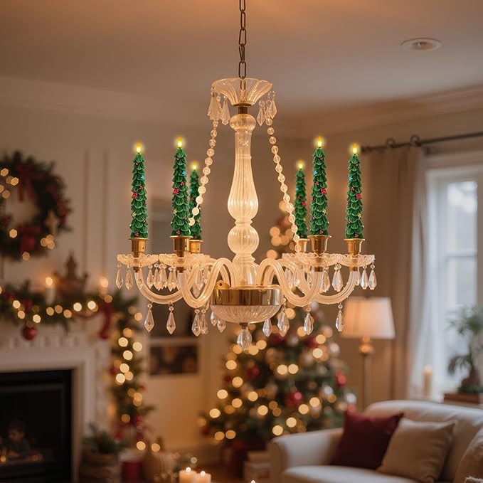 BOSONER Christmas Tree Candles for Home: 4 Pcs Flameless Taper Candle Lights Battery Operated with Remote and Timer - Christmas Decorations for Dining Table & Fireplace