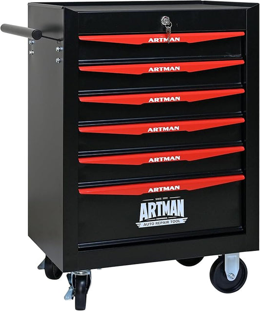 RYH 6 Drawers Rolling Tool Chest - Heavy Duty Mobile Tool Cart with Locking Wheels & Ball Bearing Drawers£¬30.5 H x 20.9 W x 13 D, Garage Tool Storage Cabinet (Black, 6 Drawers)