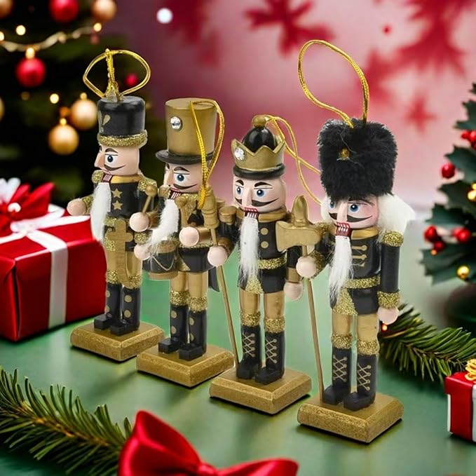 12 PCS Christmas Nutcracker Ornament Set, 4.7Inch Nutcrackers Tree Ornaments Set, Nutcracker Figures with Opening Mouths Christmas Decorations for Xmas Tree, Table Decor
