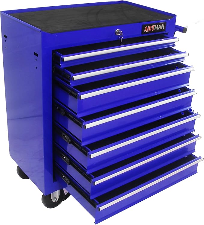 RYH 7 Drawers Rolling Tool Chest & Tool Box on Wheels | Heavy Duty Metal Cart with Ball Bearing Drawers | Fits US General Tool Box for Garage Storage (Blue, 7 Drawers£¨29.9 H ¡¿ 24.2 W ¡¿ 12.9 D)