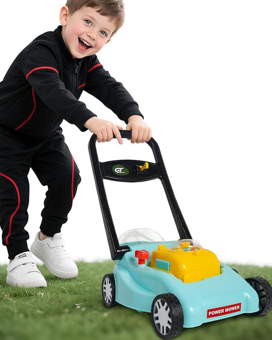 Kids Lawn Mower with Realistic Grass-Cutting Action and Sounds – No Batteries Required | Fun Outdoor Push Toy, Birthday Gift & Holiday Present for 3, 4, 5, 6, 7, 8 Year Old Boys and Girls (Blue)