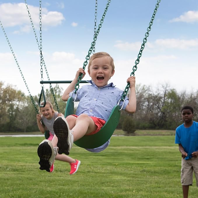 Backyard Discovery Big Brutus Galvanized Steel Swing Set Kit with Classic A-Frame, Two Belt Swings, One Trapeze Bar, Easy Assembly, Heavy-Duty Powder-Coated Steel, Weather-Resistant, Outdoor Playset
