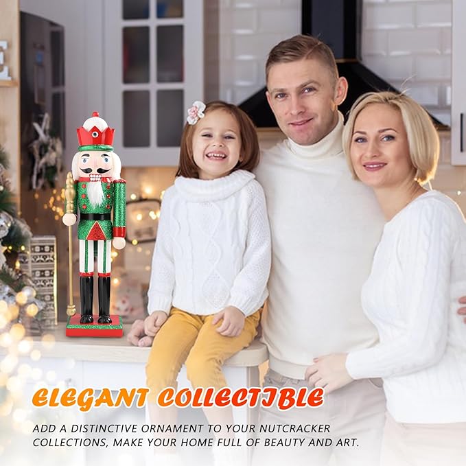 Christmas Nutcrackers Figure 15Inch 1PCS Wooden Nutcracker Ornament Nutcracker Christmas Decoration Figures for Desktop Home Decor Kids Gift