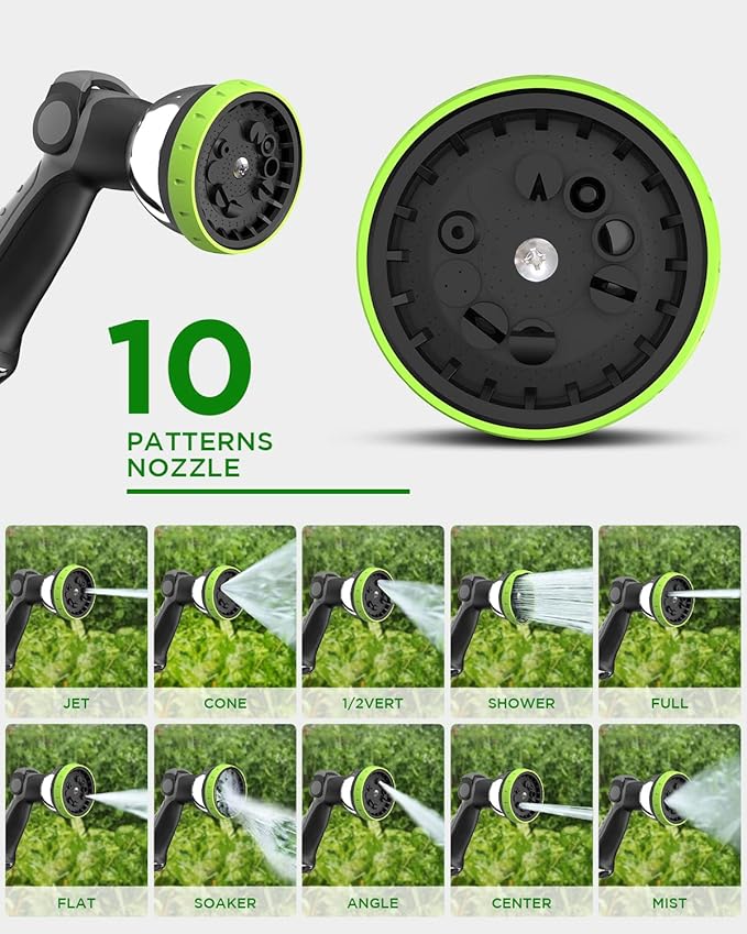 Retractable Garden Hose Reel, 1/2 Inch x 100 ft + 6 ft Wall Mount Hose Reel with Automatic Slow Rewind System, Any Length Lock, 10 Patterns Hose Nozzle, 180¡ÆSwivel Bracket, for Garden Watering