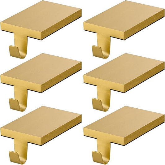 6 Pcs Christmas Stocking Holders Hanging Hooks Heavy Duty Mantel Stocking Holder Bases Weighted Metal Stocking Hangers for Shelf Fireplace Stair Xmas Party Decor (6, Gold)