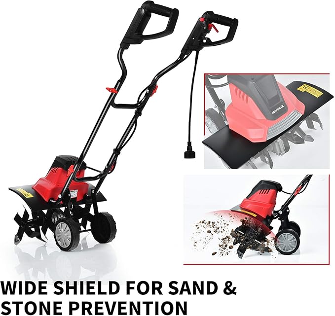 Goplus 17-Inch 13.5 Amp Corded Electric Tiller and Cultivator, Powerful Tillers w/ 9-Inch Tilling Depth, 6 Tines, Rototillers Tool for Garden Lawn Soil Digging