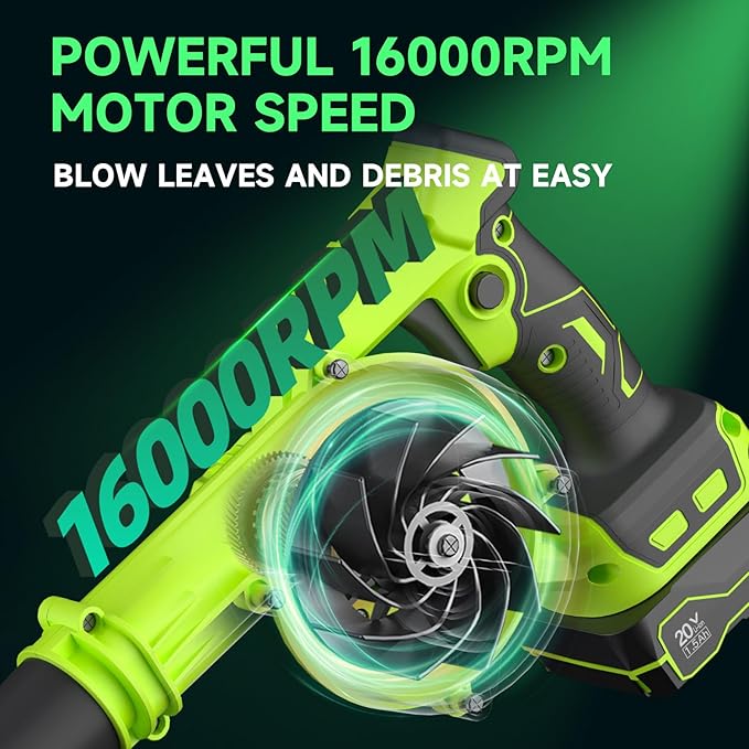 Leaf Blower Cordless with Battery and Charger, 20V Electric Cordless Blower 120MPH Small Leaf Blower, Lightweight Battery Blower Yard Tools Grass Blowers for Lawn Care Patio Backyard Leaves and Dust