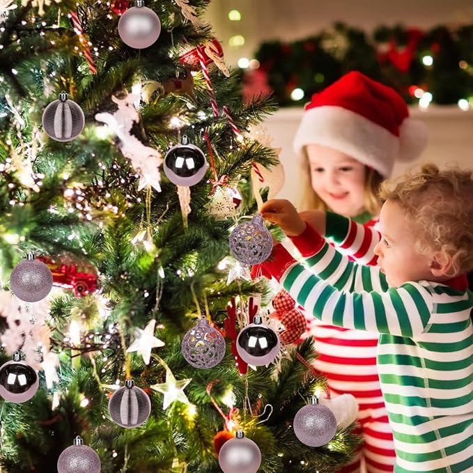 30PCS 2.36" Christmas Ball Ornaments Shatterproof Pink Christmas Tree Decorations Xmas Tree Balls Halloween Ornaments Décor