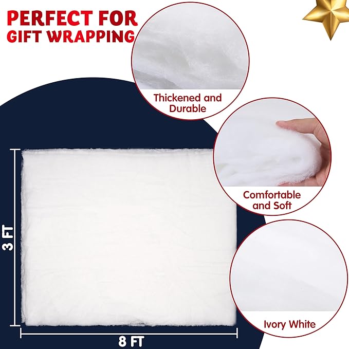 JOYIN Christmas Snow Blanket Roll (3x8 Ft,1 Pcs) for Christmas Decoration,Thick White Soft and Artificial Snow Blankets for Under The Xmas Tree Xmas Decor, Holiday and Winter Village Displays