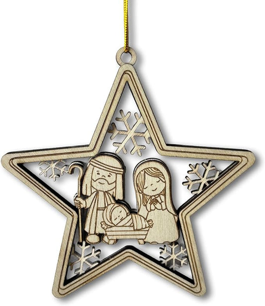 Nativity Scene 2025 Christmas Tree Ornament – Christian Wooden Christmas Décor, Religious Keepsake Ornament, Christian, Unique Nativity Tree Hanging