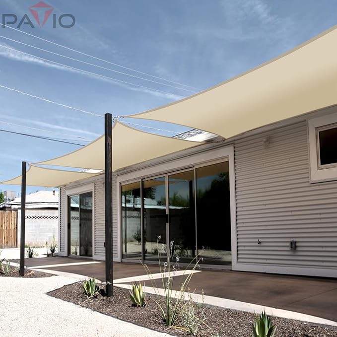 Patio Paradise 10' x 13' Sun Shade Sail Waterproof Beige Rectangle Shade Canopy UV Block Tarp Cloth Outdoor Patio Cover for Garden Backyard Deck Awning