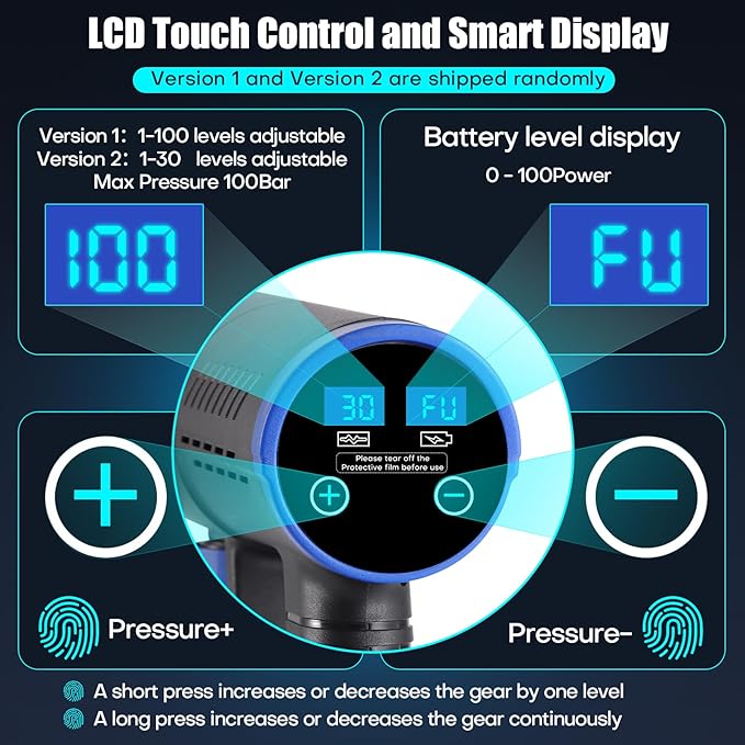 Cordless Pressure Washer,1450 PSI Brushless Portable Power Washer with LCD Display & Pressure Adjustable,2¡¿21V Rechargeable Batteries 6-in-1 Nozzle for Car,Patio,RV,Fence & Yard Cleaning