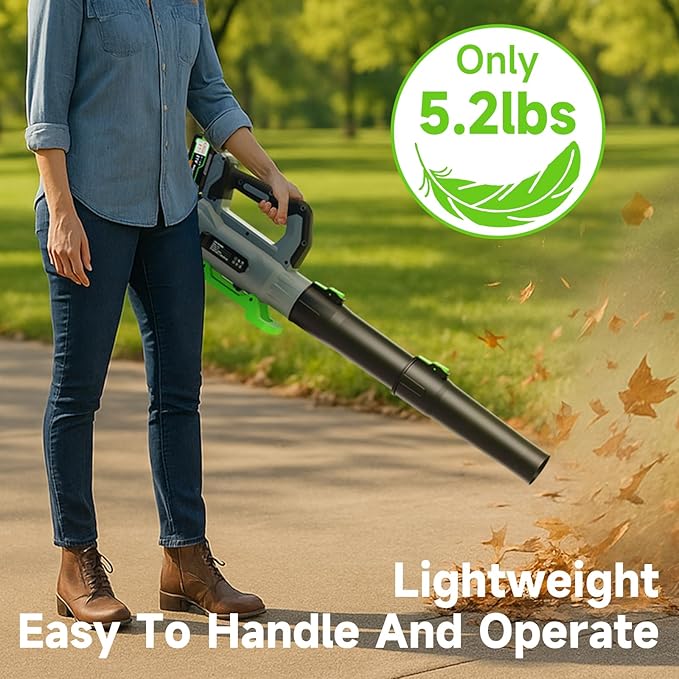 Leaf Blower Cordless with 2¡¿ 5.0Ah Batteries and Charger, 21V Electric, Lightweight Battery Powered Blowers for Lawn Care, Yard, Patio Cleaning, Blowing Leaves & Dust