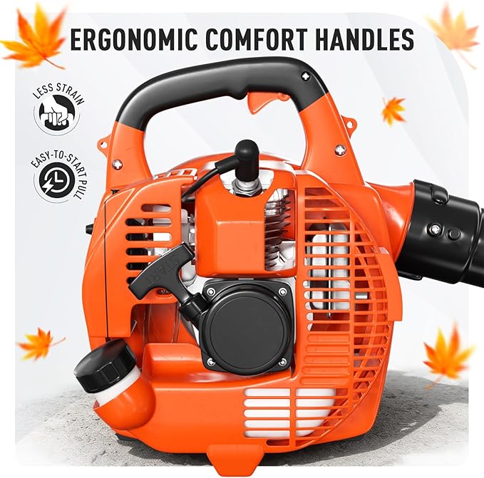 28CC 2-Cycle Gas Handheld Leaf Blower, 475 CFM 200 MPH Lightweight Power Blower with Variable Speed & Easy Start, for Yard Cleanup, Patio, Driveway, Lawn Debris