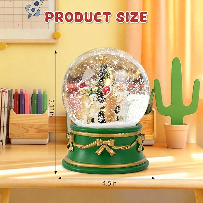 Snow Globe Dogs Party/Christmas Tree Snowglobe with LED Birthday Party Decorations Creative Collectibles (GPY6430-120MM)