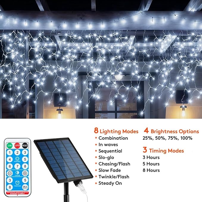 320LED Solar Christmas Lights Outdoor Waterproof Christmas Decorations Lights 29.5ft 60 Drops,8 Modes Solar Powered Rechargeable Fairy Lights for Party, Holiday,Wedding Decorations (Cool White)