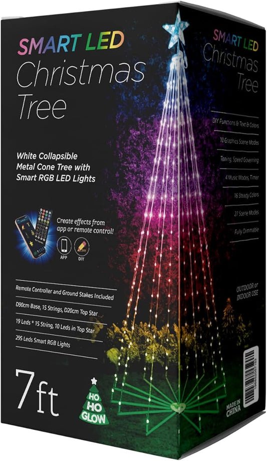 Indoor and Outdoor 7ft 295 LED Christmas Tree with Adjustable Lights Music Modes, and Scenes with App Control, Pre-Lit Seasonal Decoration