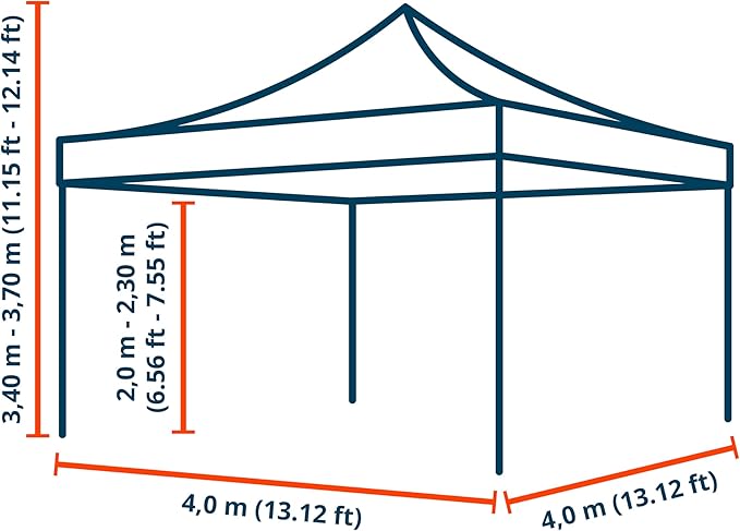 TOOLPORT 13x13 ft PES 800 Pop up Canopy Professional Aluminium 1.6 in., Black