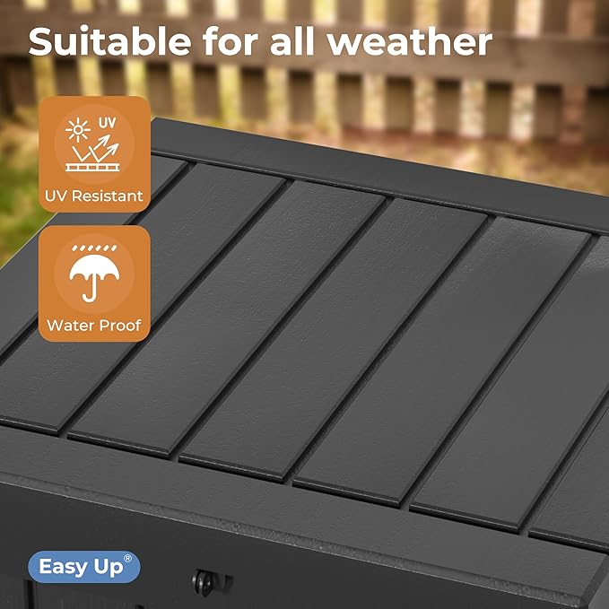 Mersco 50 Gallon Double-Wall Resin Deck Box - Lockable Waterproof Outdoor Storage Box, 515lbs Capacity & Doubles as Seating for Patio Furniture - Garden Tools, Pool Accessories (Black)