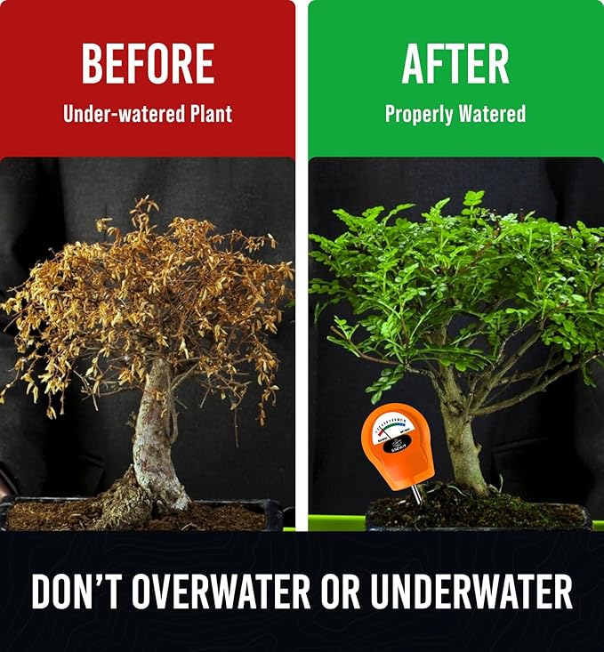 GROWIT Soil Water Monitor for Plants - Soil Moisture Meter | Hydrometer for Plants | Plant Moisture Meter Houseplants | Water Tester for Plants | Farming Indoor and Outdoor Plants- Orange