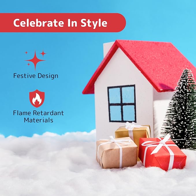 PREXTEX 2 Pack Fake Snow Blanket Rolls - 94.5" x 31.5" Artificial Snow Blanket for Christmas Village Houses - Soft White Christmas Backdrops for Photography, Winter Wonderland Decorations, Tree Skirts