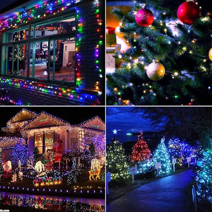 XTF2015 Christmas Lights 66ft 200 LED String Lights Timer Memory Function USB or Batter y Powered Waterproof String Light for Indoor Outdoor Decoration (Multicolor)