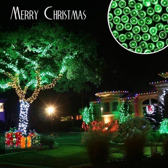 Toodour Solar Christmas Lights, 72ft 200 LED 8 Modes Outdoor Christmas String Lights, Waterproof Solar String Light for Xmas Tree, Fence, Holiday, Party, Balcony, Outdoo Xmas Decorations - Green