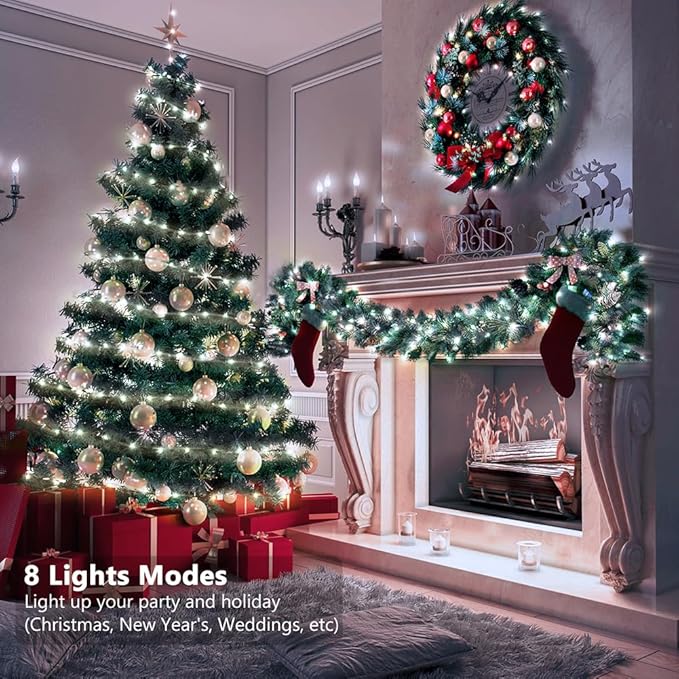 16.5ft Battery Operated String Lights(2 Pack), 50 LED Twinkle Fairy String Lights Battery Powered with Timer for Indoor Outdoor Christmas Trees Wreath Decoration Party Bedroom - Cool White