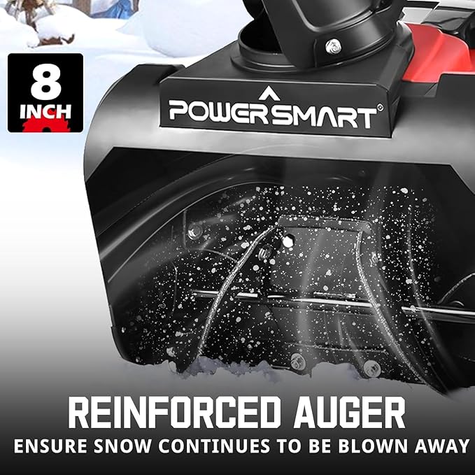 PowerSmart 21" Electric Snow Blower,15 Amp Motor, 2100 RPM, 30 ft Throwing Distance, LED Light for Enhanced Visibility, Corded Design