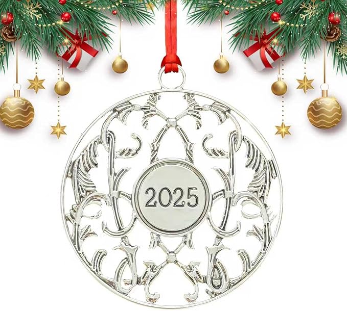 Christmas Ornaments 2025 Solid Pewter Christmas Tree Ornaments Handcrafted Pewter Xmas Pendants Decoration DIY Festive Home Hanging Ornaments for Christmas Trees Winter Decor