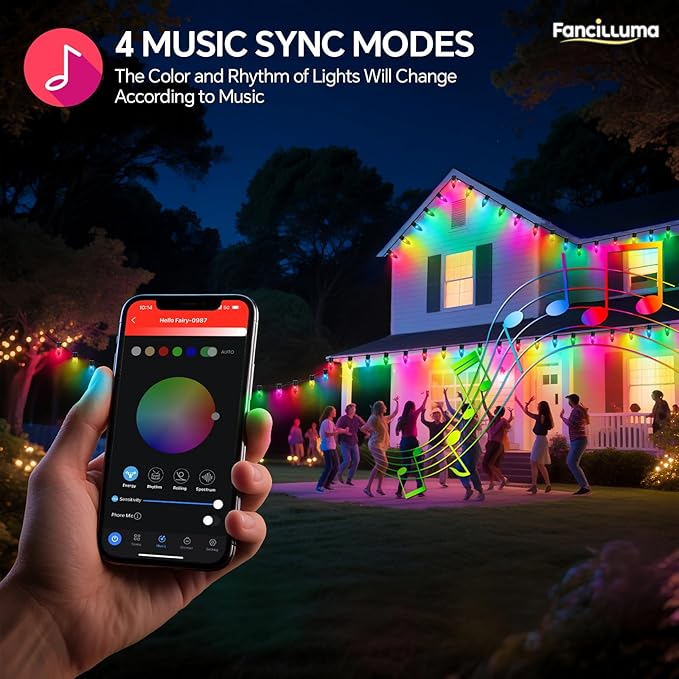 Smart C9 Christmas Lights Outdoor, 132FT 200 LED RGB Color Changing Christmas Lights, APP Remote Controlled Music Sync Waterproof Connectable String Lights for Indoor Outdoor Xmas Decor