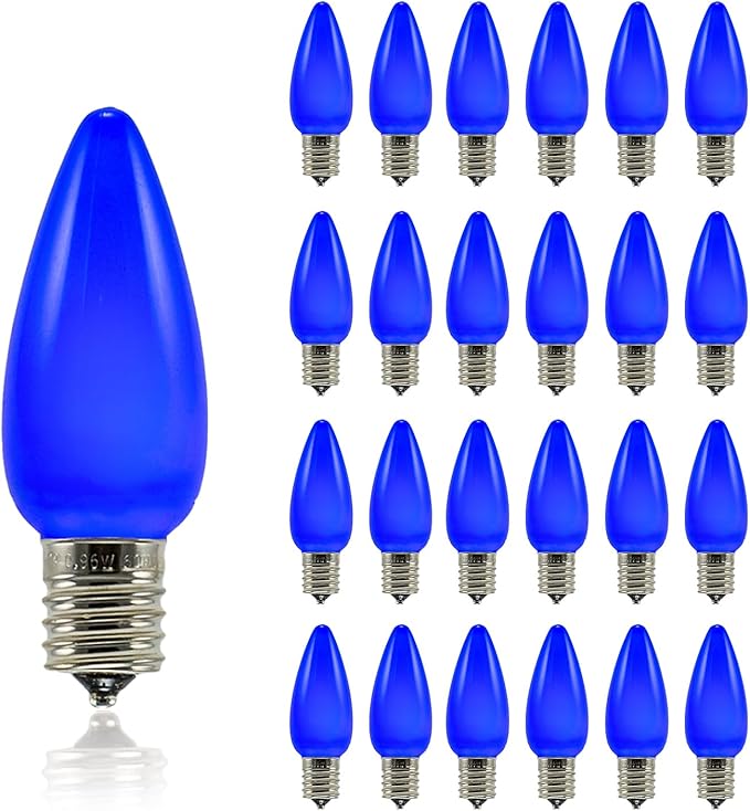 Pro Christmas SMD C9 LED Retrofit Bulb - Pro Pack of 25 Bulbs - Dimmable Energy Efficient Outdoor Waterproof Lighting for Holiday Decor, Christmas Trees - Frosted Smooth - Blue