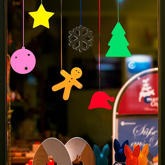 24Pcs 2026 Christmas Ornaments Decorations, Trends Acrylic Christmas Pendants for Tree, Include Snowflake/Candy Cane/Santa Hat/Gingerbread Man/Star/Round Ball/Snowman/Tree