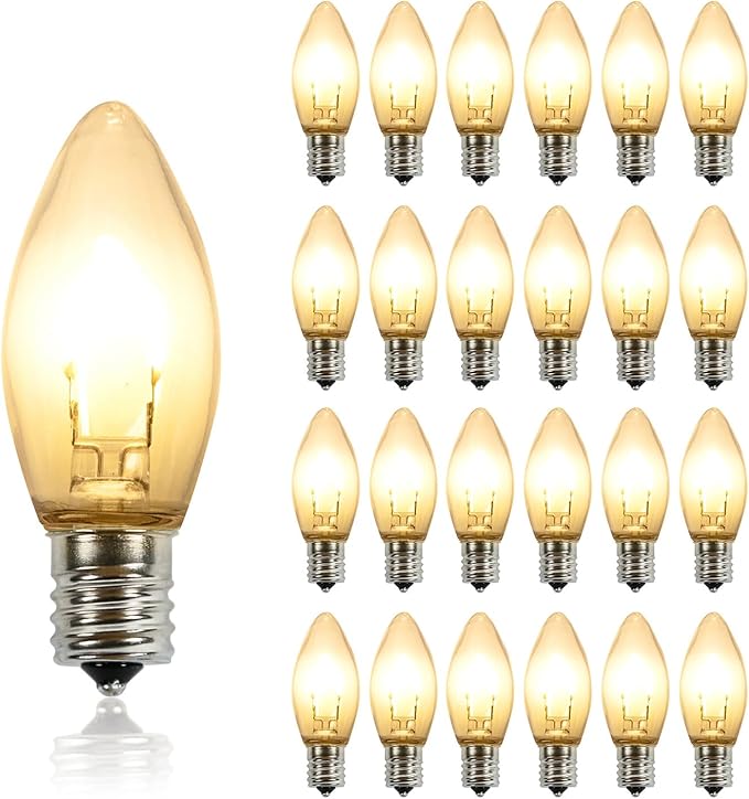 Pro Christmas C9 LED U Shape Flexible Filament Bulb - Pro Pack of 25 Bulbs - Energy Efficient Outdoor Waterproof Lighting for Holiday Decor, Christmas Trees - 2800K Warm White
