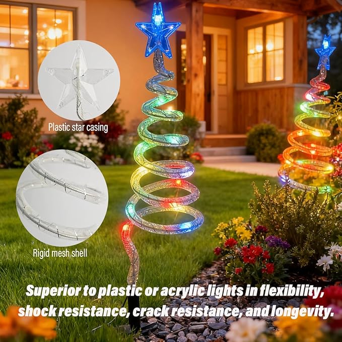 8-Piece Set Smart Christmas Spiral Pathway Lights, DIY Color Changing, 80+ Modes, Remote & App Control, Timer, IP44, Christmas Decorations for Outdoor Holiday Xmas Decor