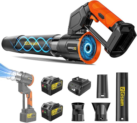 Electric Leaf Blower Cordless -850CFM, 250+MPH, 3000W Brushless Leaf Blower with 2¡¿6.0Ah Batteries, 180¡Æ Rotatable 2-in-1 Handheld Blower, 3-Speed for Lawn Care/Yard/Car/Patio