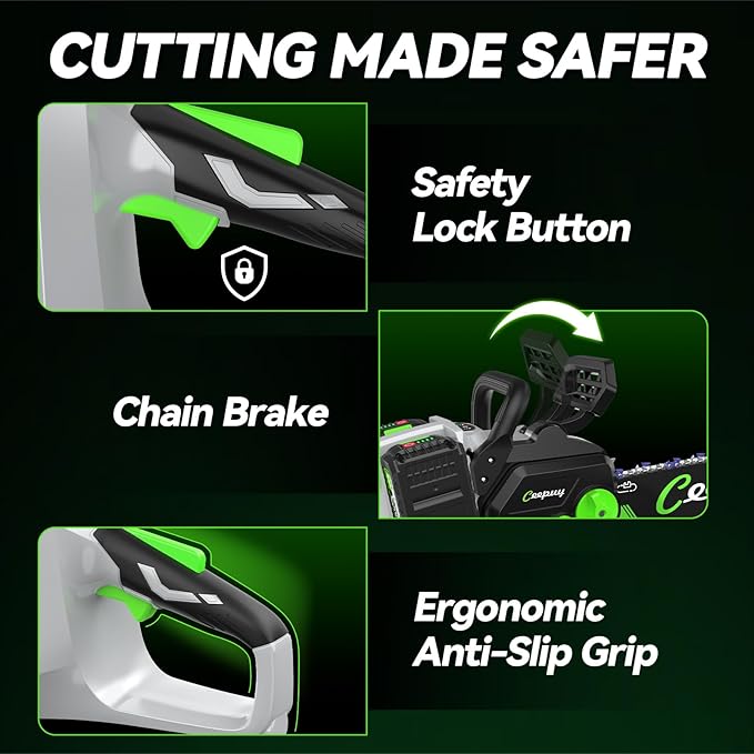 16-inch Electric Chainsaw Cordless, Handheld Chain Saws with 2 x 4.0Ah Battery, Tree Saw with Tool-free Chain Tension, Auto Oiling for Wood Cutting Trimming Branch