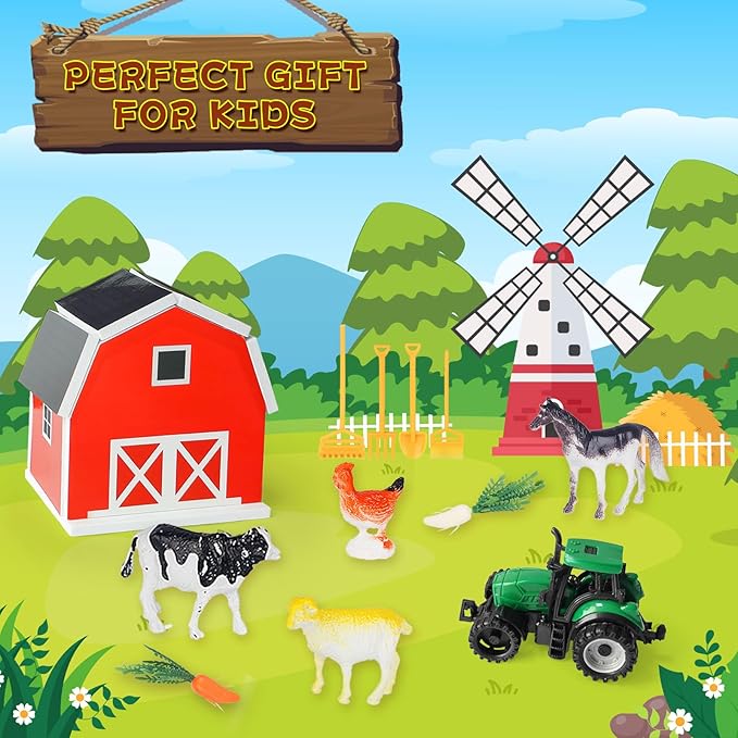 Farm Sensory Bin£¬Farm Animals Sand Kit with Sensory Sand£¬Barn Sandbox with Tractor£¬Sensory Play Sand Set for Kids 3 4 5 6 7