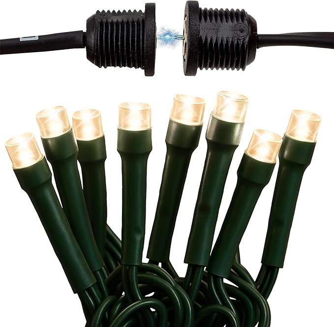 Magnetic String Lights - 60ft LED Christmas Lights with Quick Connect - Indoor Plug in - Warm & Bright White - Decorative Christmas Tree Lights