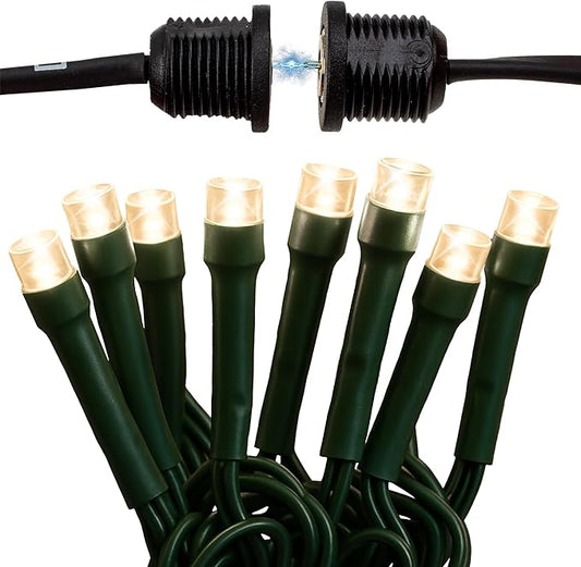 Magnetic String Lights - 60ft LED Christmas Lights with Quick Connect - Indoor Plug in - Warm & Bright White - Decorative Christmas Tree Lights