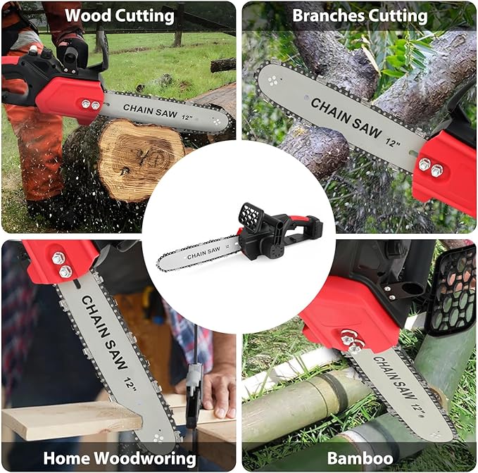 ALSO GO 12-inch Electric Chainsaw Cordless, 21V Battery Powered Chainsaw, Brushless Chain Saw with a 3.0Ah Battery, a Chain and a Charger Included, for Tree Trimming, Wood Cutting, Pruning