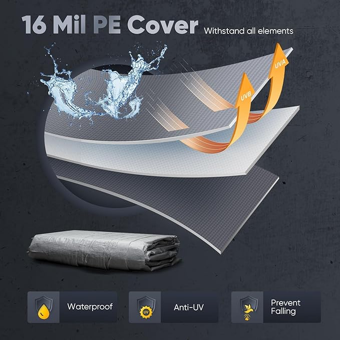 Quictent Heavy Duty 10x20 ft Carports with Side Zipper Doors & Snowproof Steel Cables & Ventilated Windows, Waterproof Storage Shelter for Car, Boat, RV, Outdoor Equipment, Gray