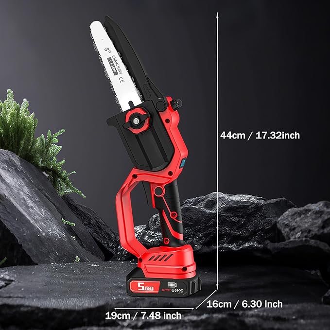 ALSO GO Mini Chainsaw Cordless, 8 inch & 6 inch Electric Chain Saw with 2x2.0Ah Batteries, Handheld Chain Saw Battery Powered, for Trees Trimming Wood Cutting, Gardening Gifts for Men Dad Husband