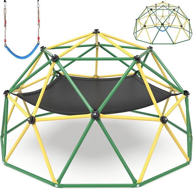 Climbing Dome, 10FT Climber with Hammock & Swing, Jungle Gym Backyard for Kids, 2025 Upgraded Model Indoor Outdoor Toddler Play Equipment, Easy Assembly, Safety Certified