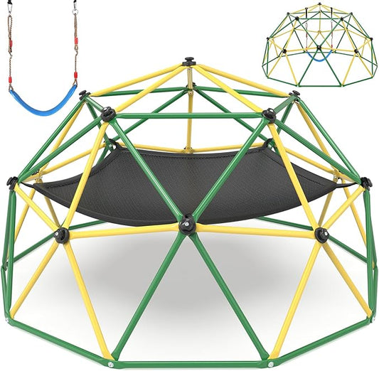 Climbing Dome, 10FT Climber with Hammock & Swing, Jungle Gym Backyard for Kids, 2025 Upgraded Model Indoor Outdoor Toddler Play Equipment, Easy Assembly, Safety Certified