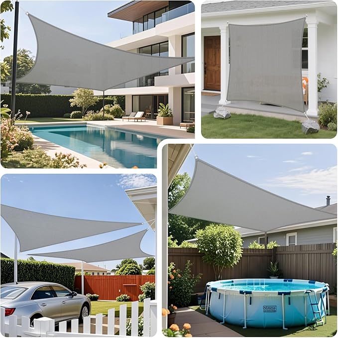 Sun Shade Sail 2'x21' Rectangle Shade Cloth for Garden, Permeable Shade Canopy Outdoor Patio Covers for Pergola Backyard Deck Outside Activity, Light Gray