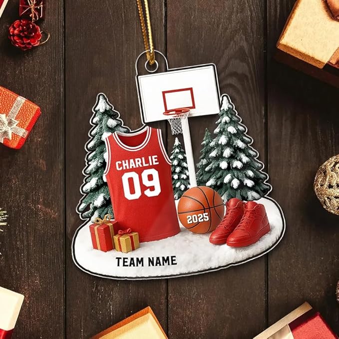 Personalized Basketball Christmas Acrylic Ornament, Basketball Ornaments Christmas Tree Hanging Ornaments Tree Decorations, Basketballs Player Uniform, Gift for Basketballs Lovers /6